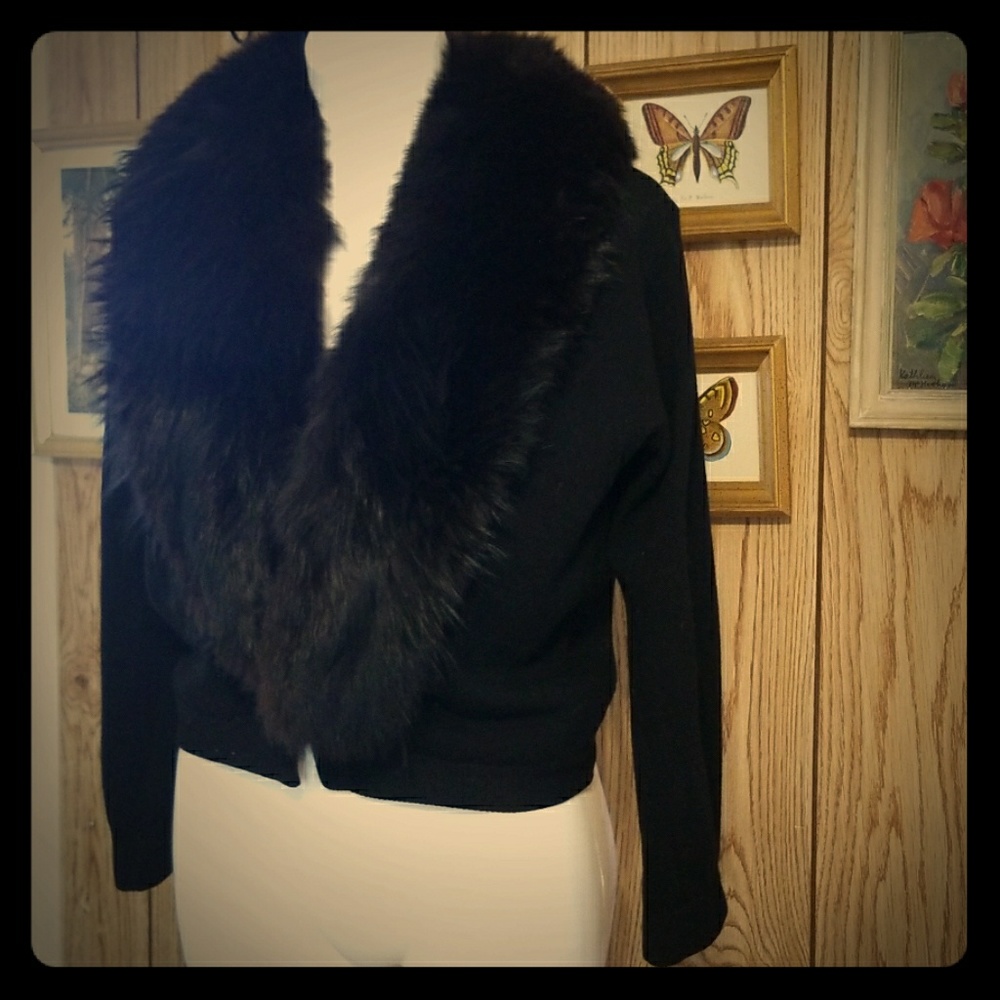 1950's Cardigan with Fur Collar